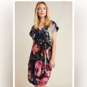 Anthropologie Astrid Needlepoint Floral Wrap Dress Wrap Casual